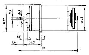 Размеры бесконтактного сельсина-приемника БС-151А  класс 1